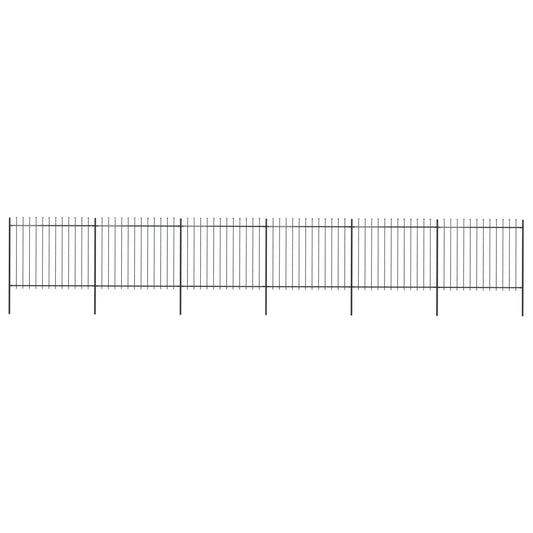 Garden Fence with Spear Top Steel 401.6"x59.1" Black