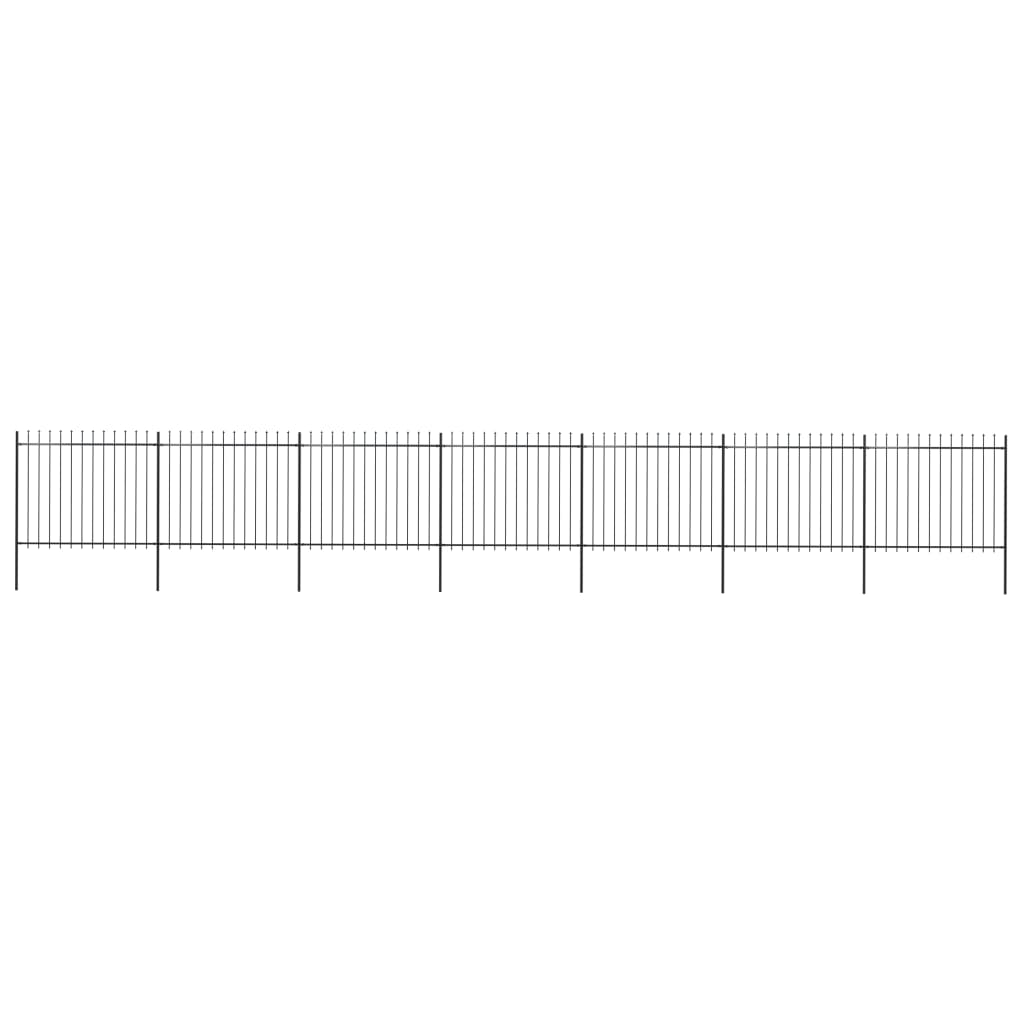 Garden Fence with Spear Top Steel 468.5"x59.1" Black