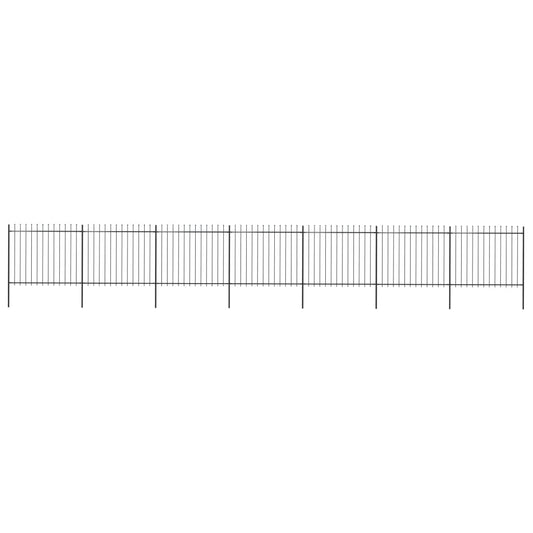 Garden Fence with Spear Top Steel 468.5"x59.1" Black