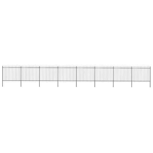 Garden Fence with Spear Top Steel 535.4"x59.1" Black