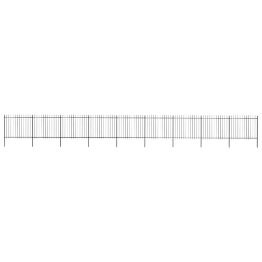 Garden Fence with Spear Top Steel 602.4"x59.1" Black