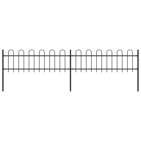 Garden Fence with Hoop Top Steel 11.2' Black