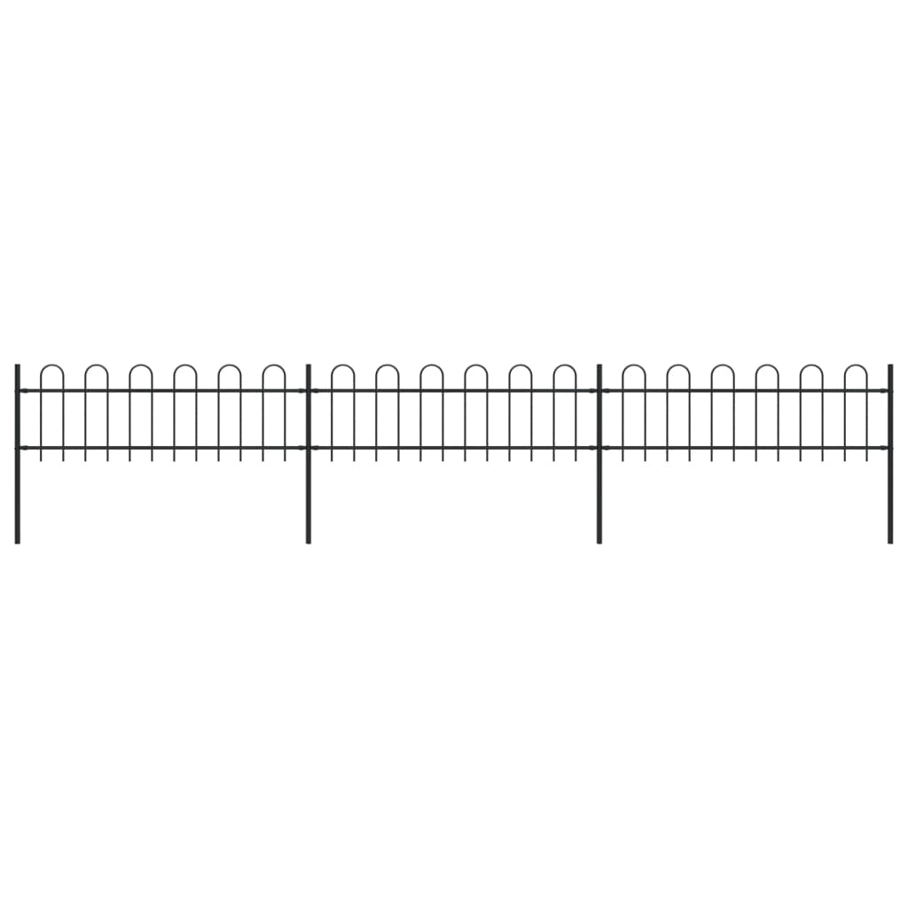 Garden Fence with Hoop Top Steel 16.7' Black