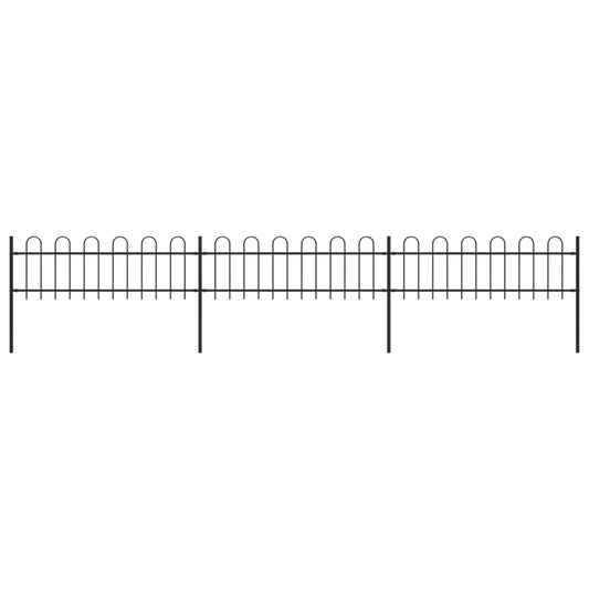Garden Fence with Hoop Top Steel 16.7' Black