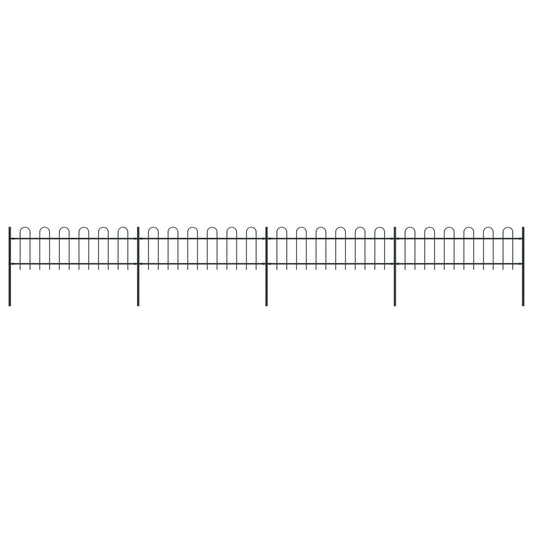 Garden Fence with Hoop Top Steel 22.3' Black