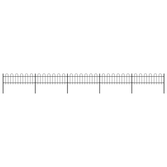 Garden Fence with Hoop Top Steel 27.9' Black