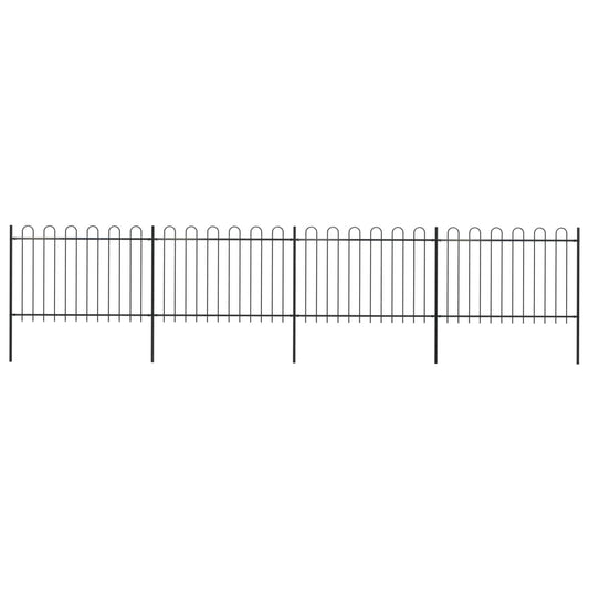 Garden Fence with Hoop Top Steel 22.3' Black
