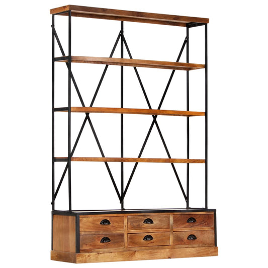 4-Tier Bookcase with 6 Drawers 48"x14.2"x71.3" Solid Mango Wood