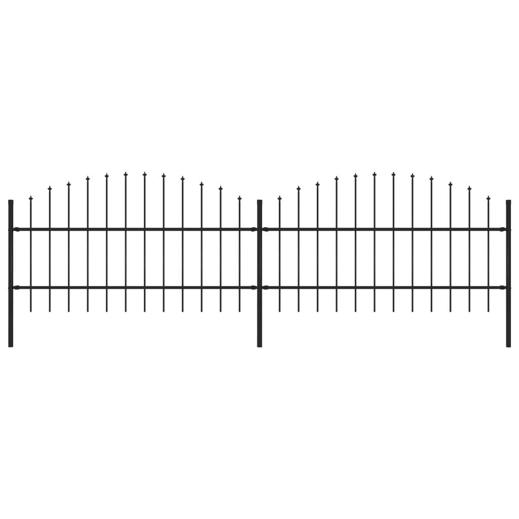 Garden Fence with Spear Top Steel 11.2' Black