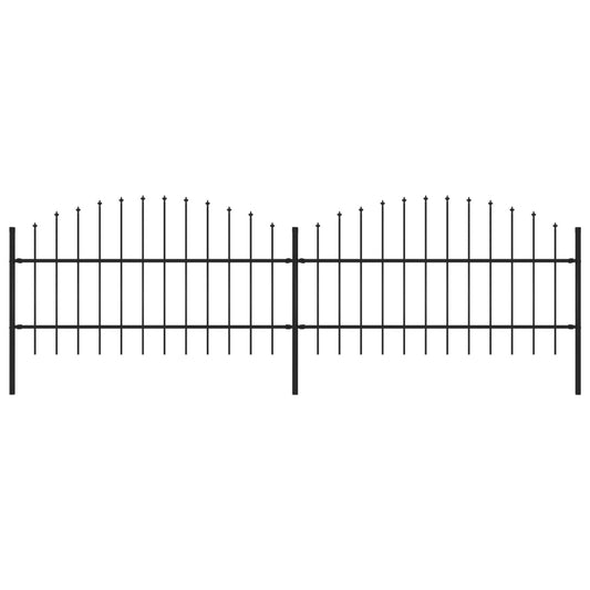 Garden Fence with Spear Top Steel 11.2' Black