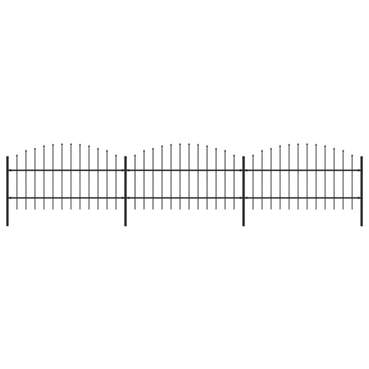 Garden Fence with Spear Top Steel 16.7' Black