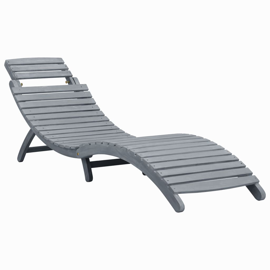 Sun Lounger Gray Wash Solid Acacia Wood