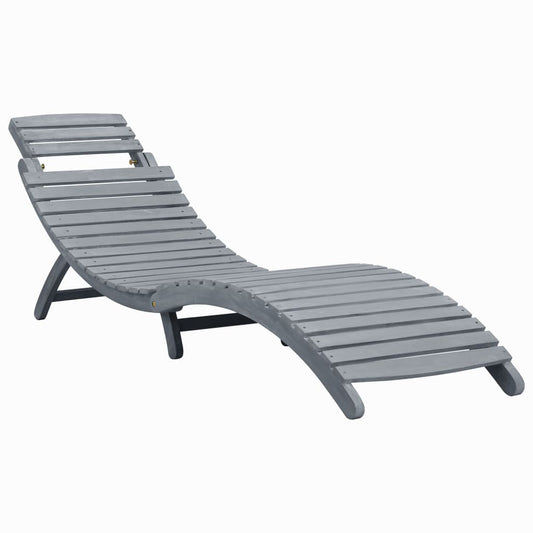 Sun Lounger Gray Wash Solid Acacia Wood