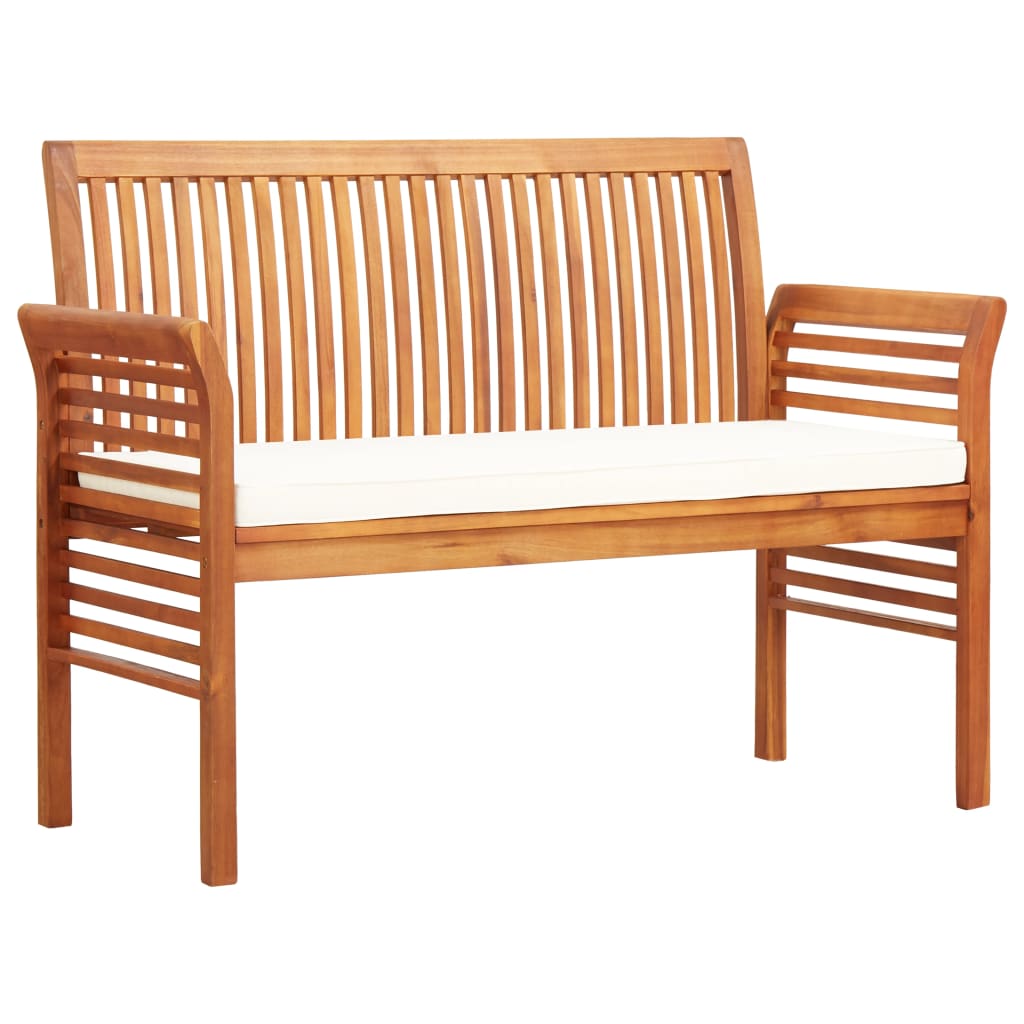 2-Seater Patio Bench with Cushion 47.2" Solid Acacia Wood