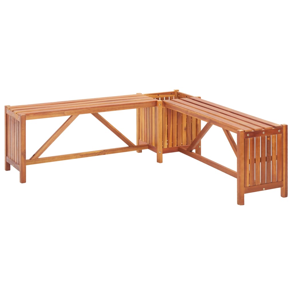 Patio Corner Bench with Planter 46"x46"x15.7" Solid Acacia Wood