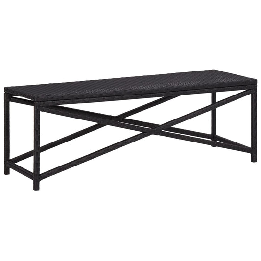 Patio Bench 47.2" Poly Rattan Black