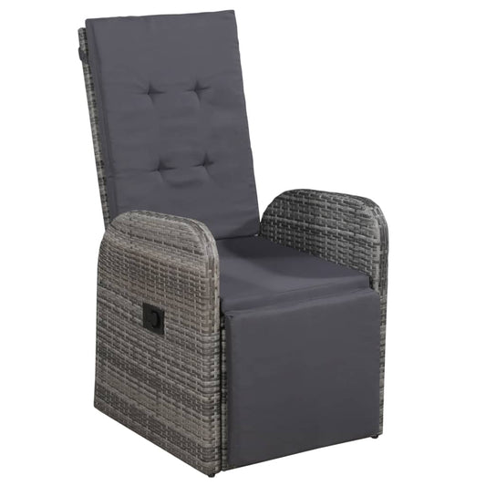 Reclining Patio Chair with Cushion Poly Rattan Gray
