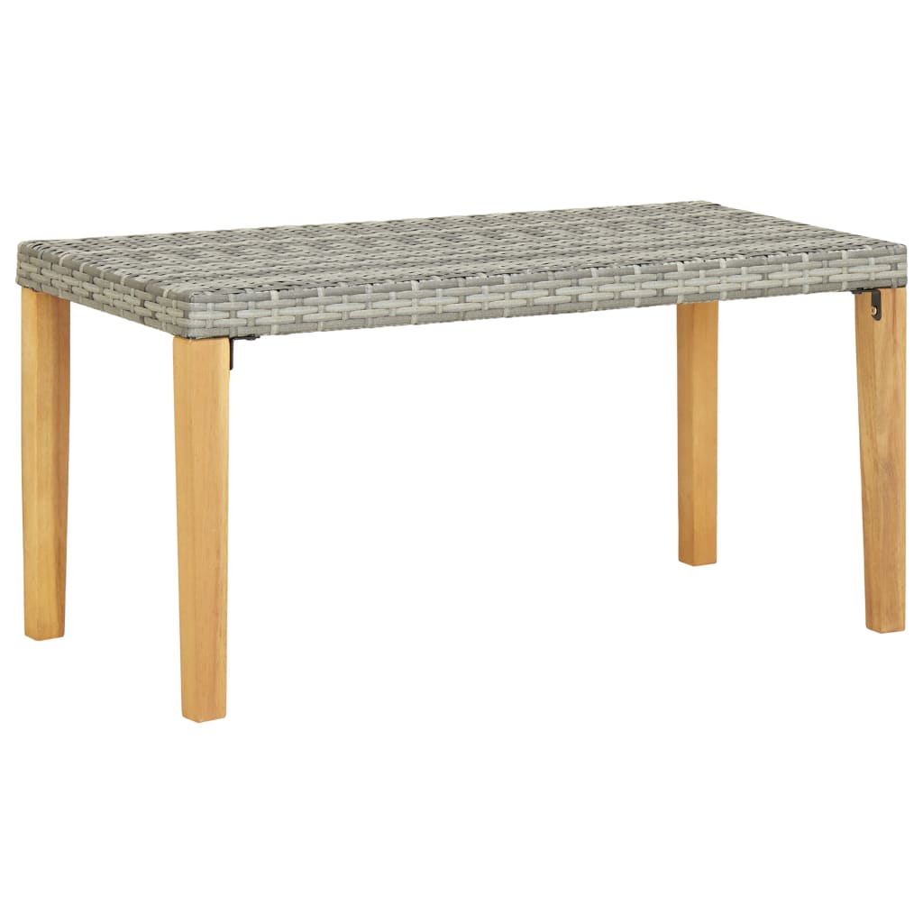 Patio Bench 47.2" Gray Poly Rattan and Solid Acacia Wood