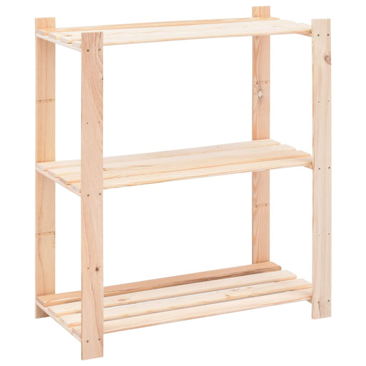 3-Tier Storage Rack 31.5"x15"x35.4" Solid Pinewood 330.7 lb
