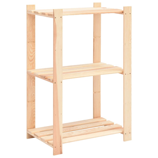 3-Tier Storage Rack 23.6"x15"x35.4" Solid Pinewood 330.7 lb