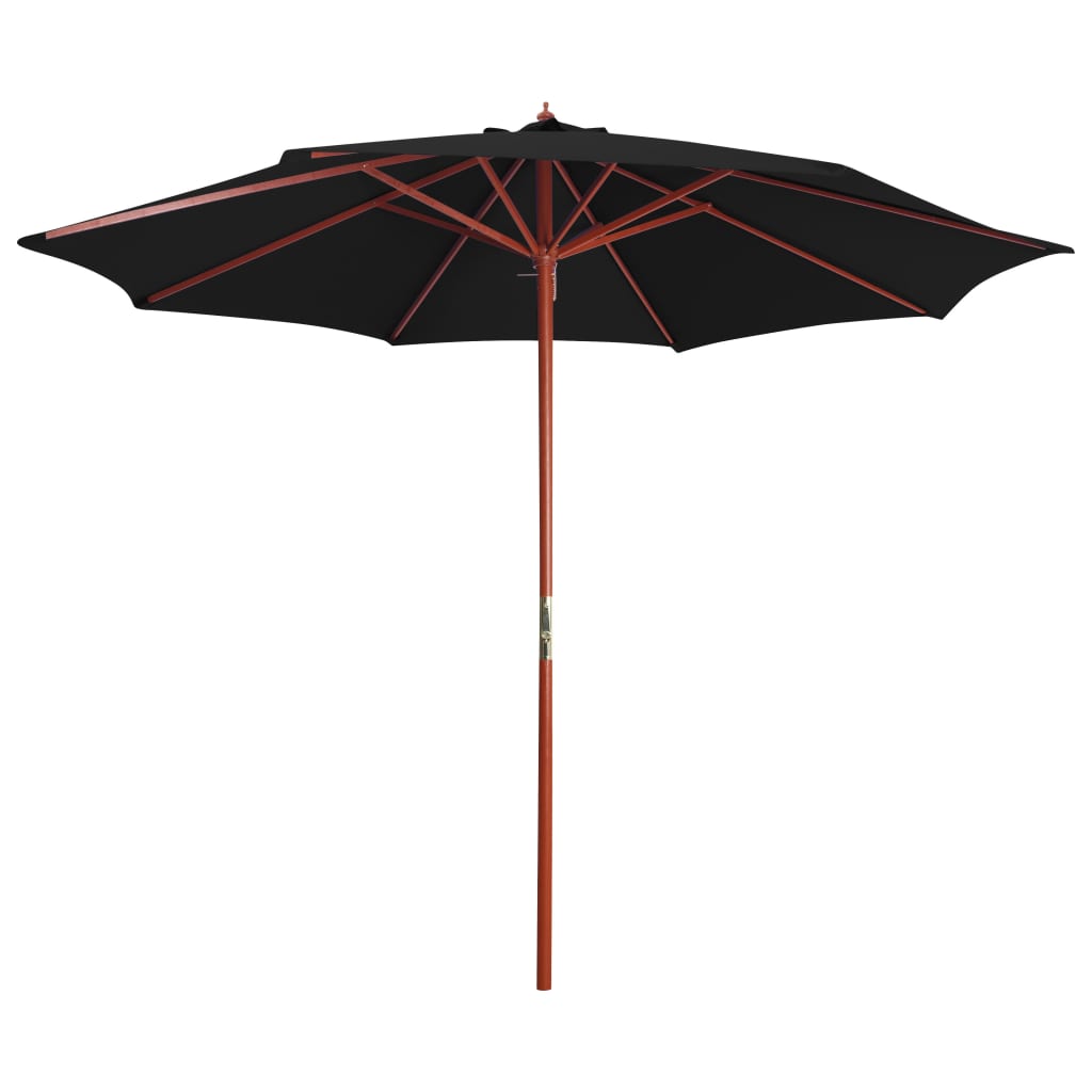 Parasol with Wooden Pole 118.1"x101.6" Black