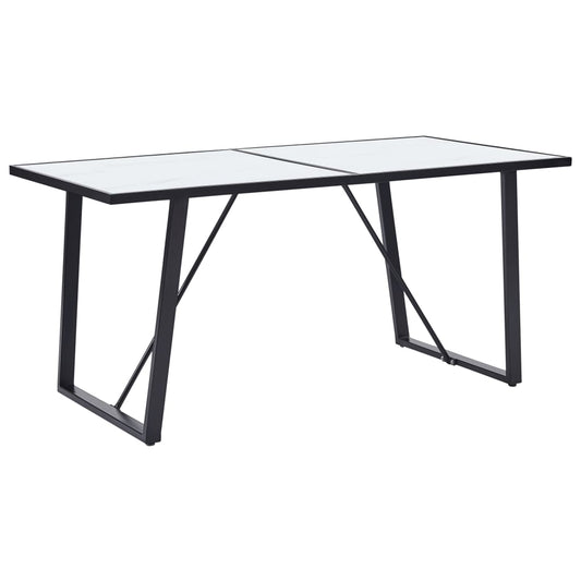 Dining Table White 63"x31.5"x29.5" Tempered Glass