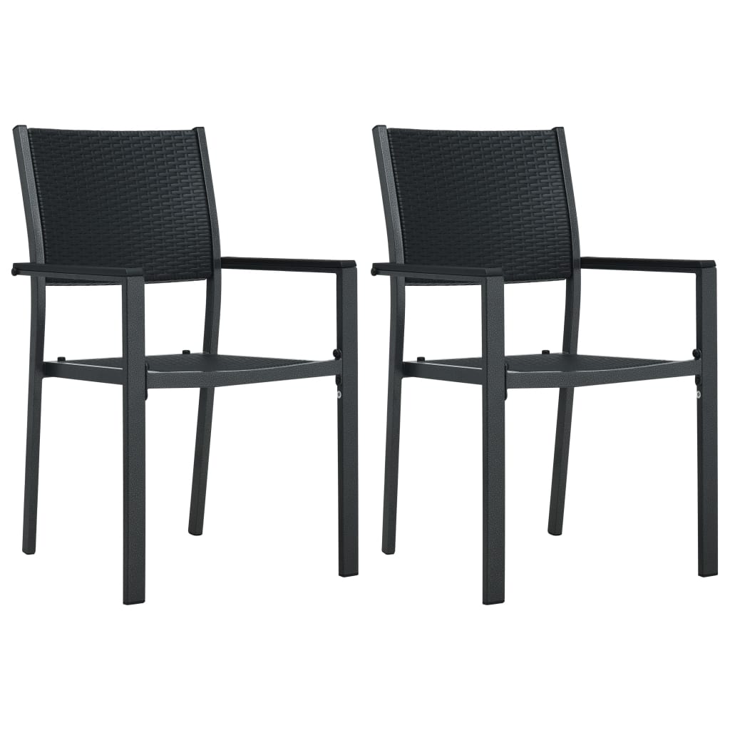 Patio Chairs 2 pcs Black Plastic Rattan Look