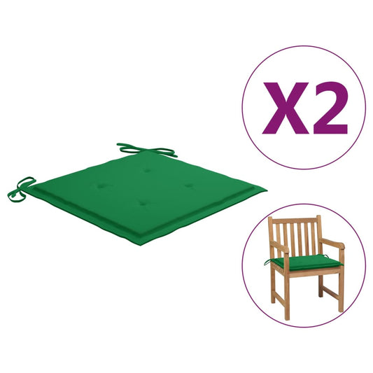Garden Chair Cushions 2 pcs Green 19.7"x19.7"x1.2"