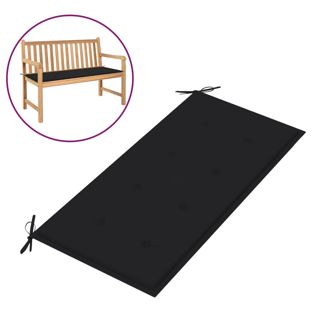 Garden Bench Cushion Black 39.4"x19.7"x1.2"