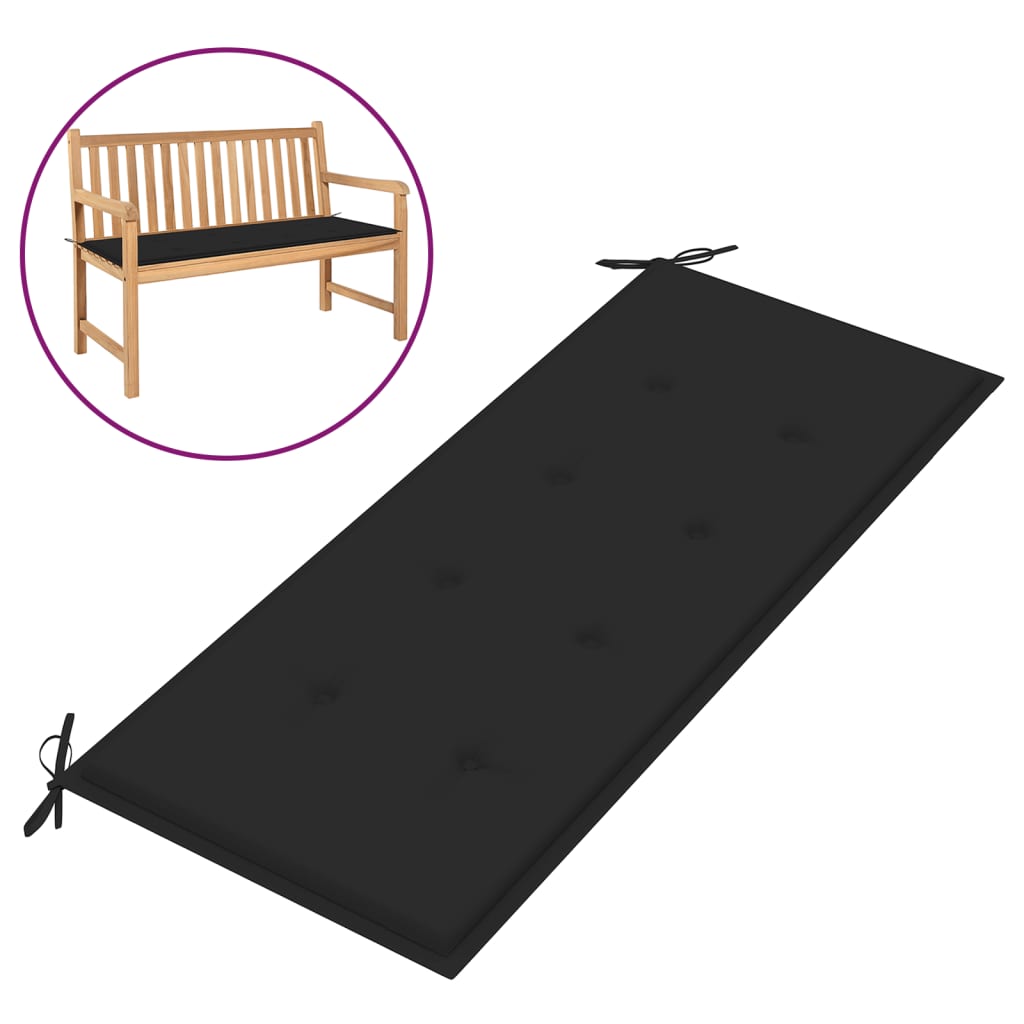 Garden Bench Cushion Black 47.2"x19.7"x1.2"