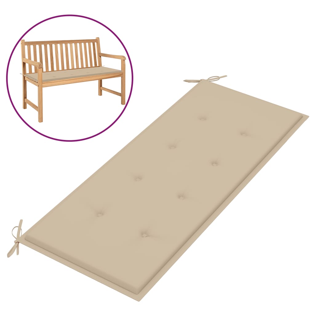 Garden Bench Cushion Beige 47.2"x19.7"x1.2"