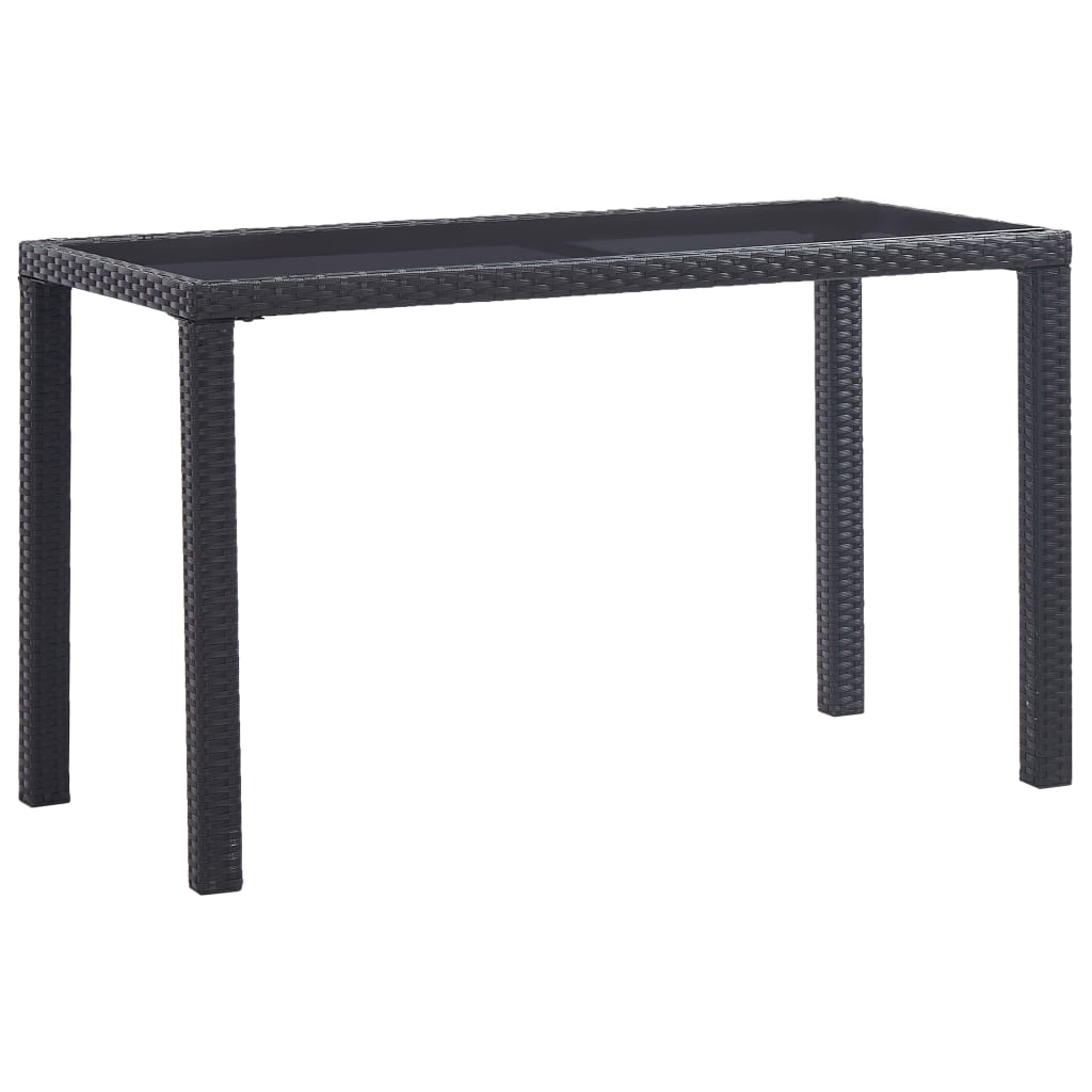 Patio Table Black 48.4"x23.6"x29.1" Poly Rattan
