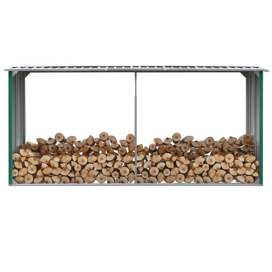 Garden Log Storage Shed Galvanized Steel 129.9"x36.2"x60.2" Green