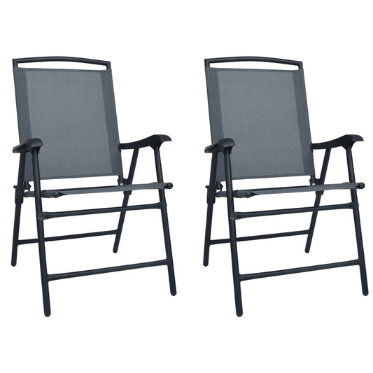 Folding Patio Chairs 2 pcs Texilene Gray