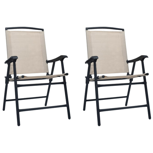 Folding Patio Chairs 2 pcs Texilene Cream