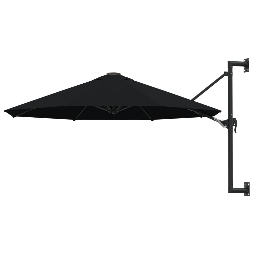 Wall-Mounted Parasol with Metal Pole 118.1" Black