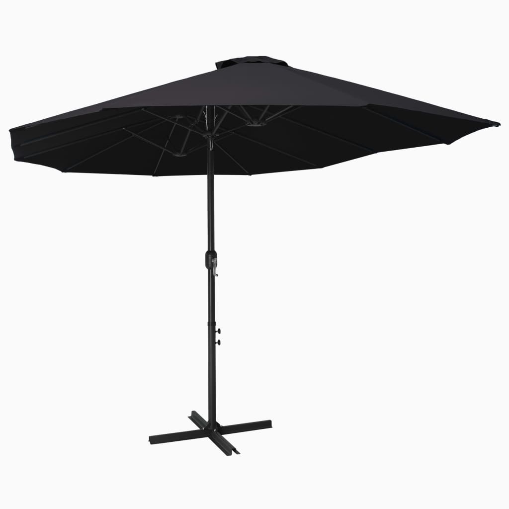 Outdoor Parasol with Aluminum Pole 181.1"x106.3" Black