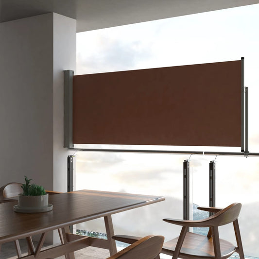 Patio Retractable Side Awning 39.4"x118.1" Brown