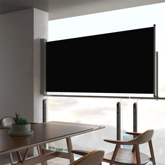Patio Retractable Side Awning 23.6"x118.1" Black