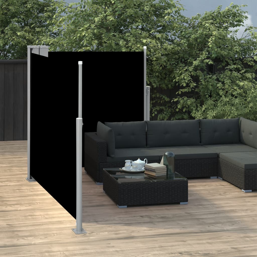 Retractable Side Awning Black 39.4"x236.2"