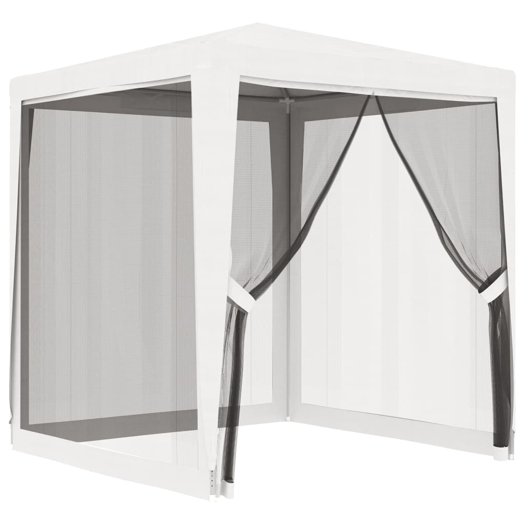 Party Tent with 4 Mesh Sidewalls 6.6'x6.6' White