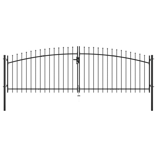 Double Door Fence Gate with Spear Top 157.5"x68.9"
