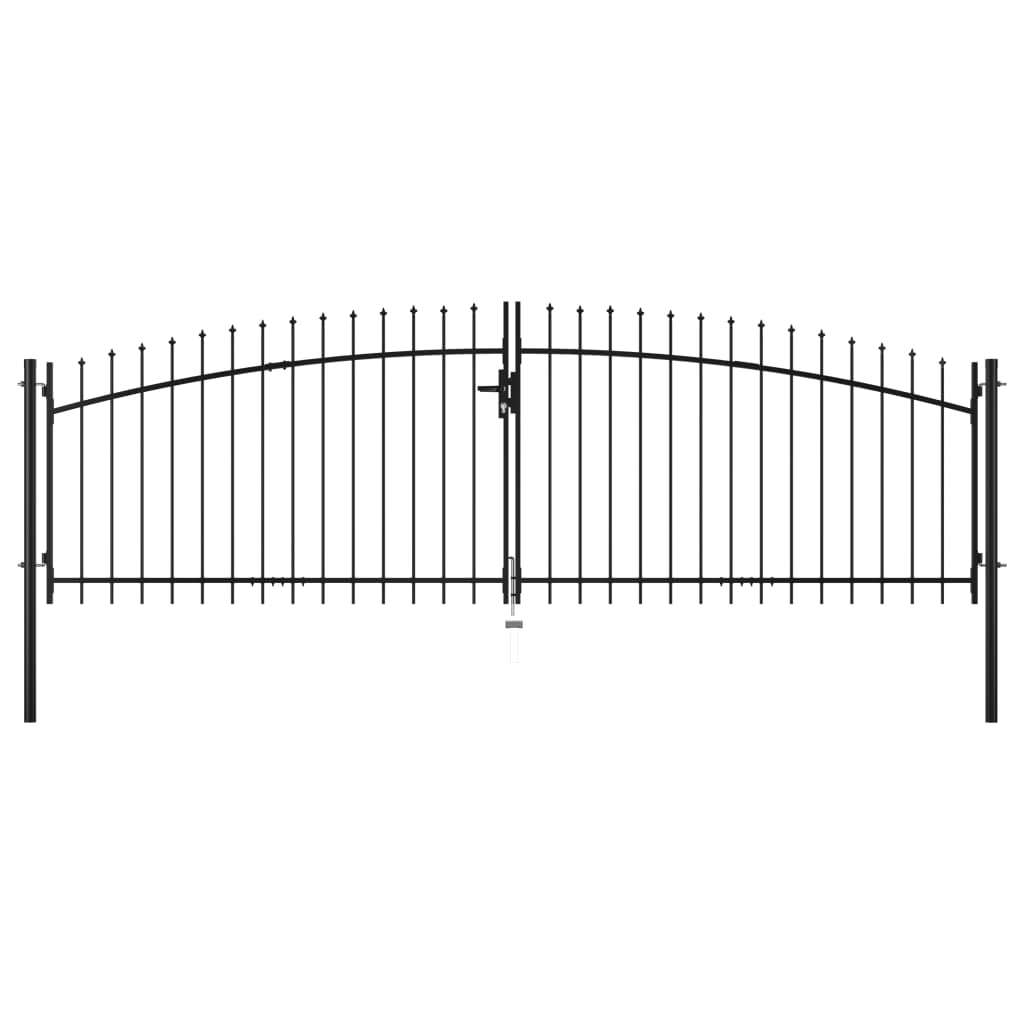 Double Door Fence Gate with Spear Top 157.5"x78.7"