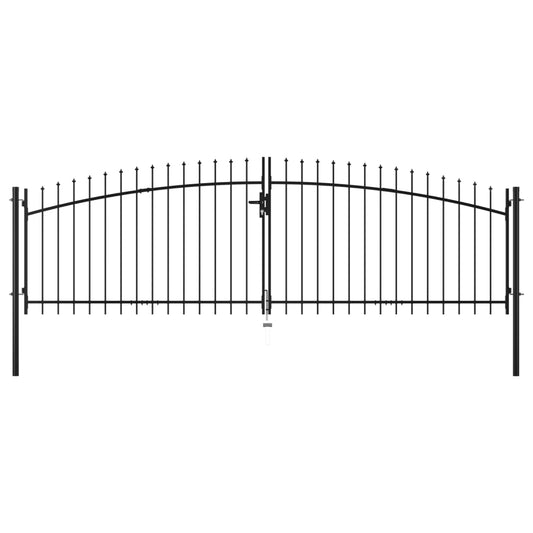 Double Door Fence Gate with Spear Top 157.5"x78.7"