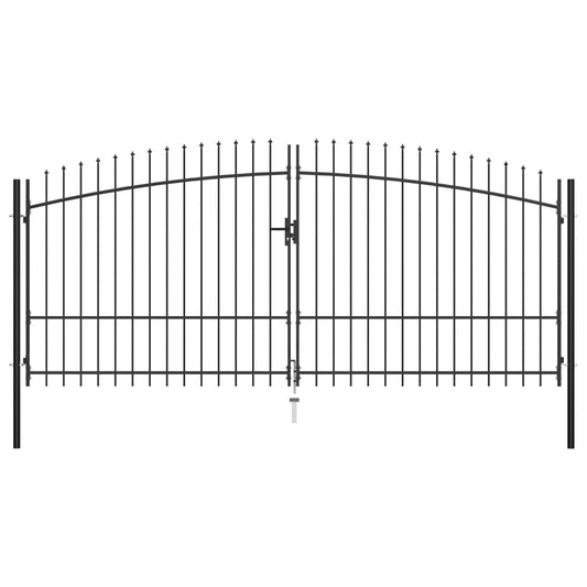 Double Door Fence Gate with Spear Top 157.5"x88.6"