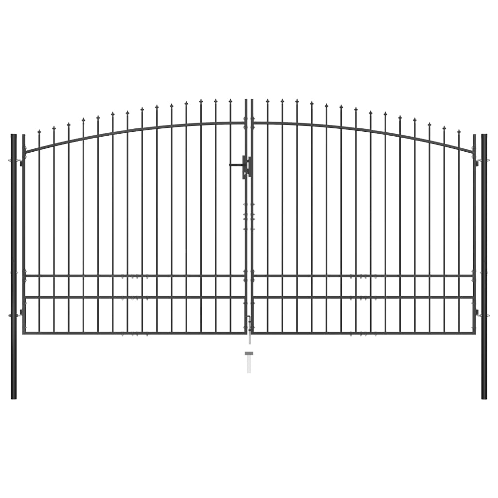 Double Door Fence Gate with Spear Top 157.5"x97.6"