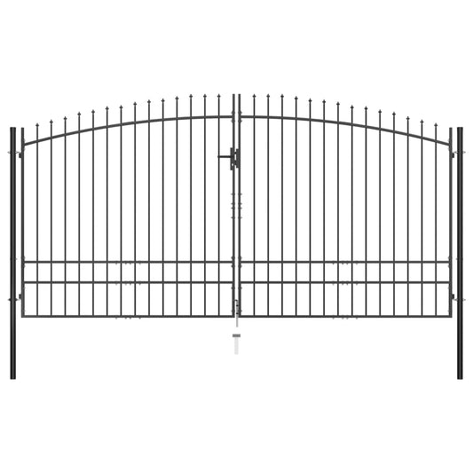 Double Door Fence Gate with Spear Top 157.5"x97.6"