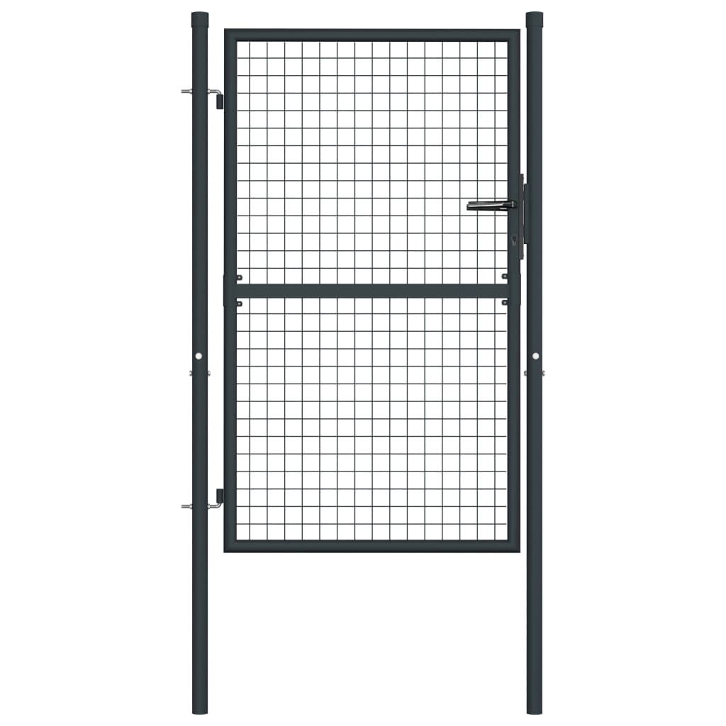 Mesh Garden Gate Galvanized Steel 39.4"x68.9" Gray