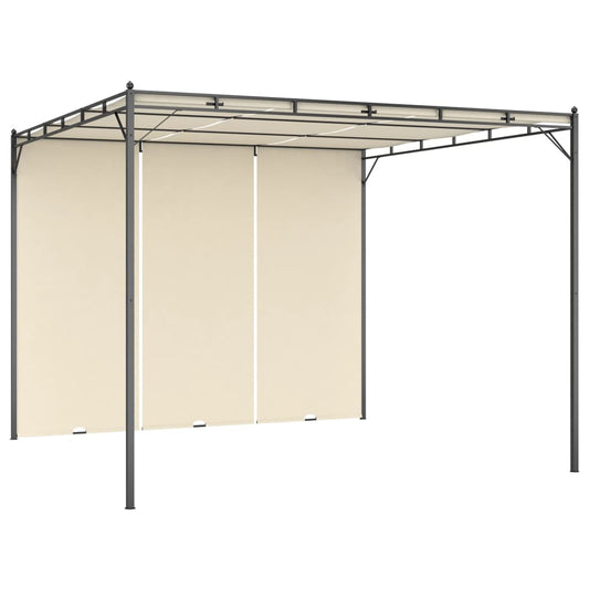 Garden Gazebo with Side Curtain 118.1"x118.1"x88.6" Cream