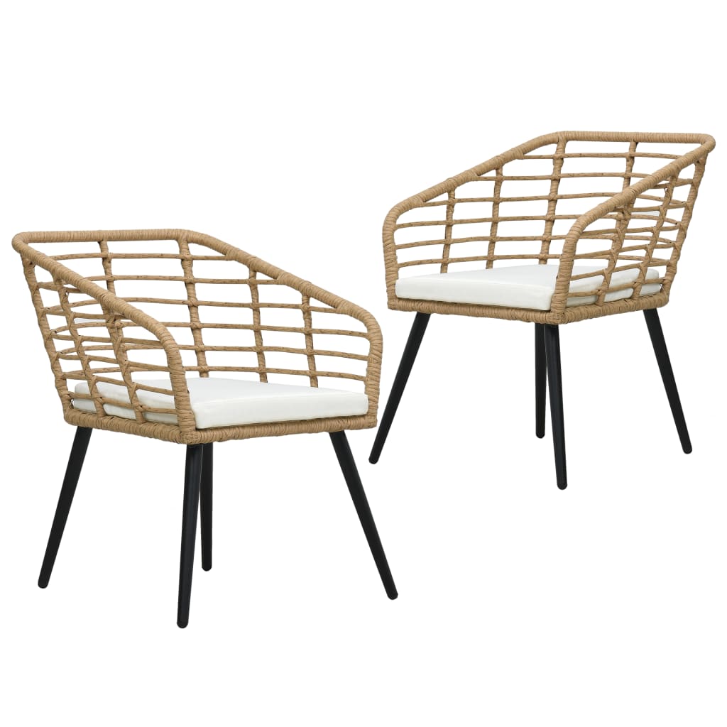 Patio Chairs with Cushions 2 pcs Poly Rattan Oak